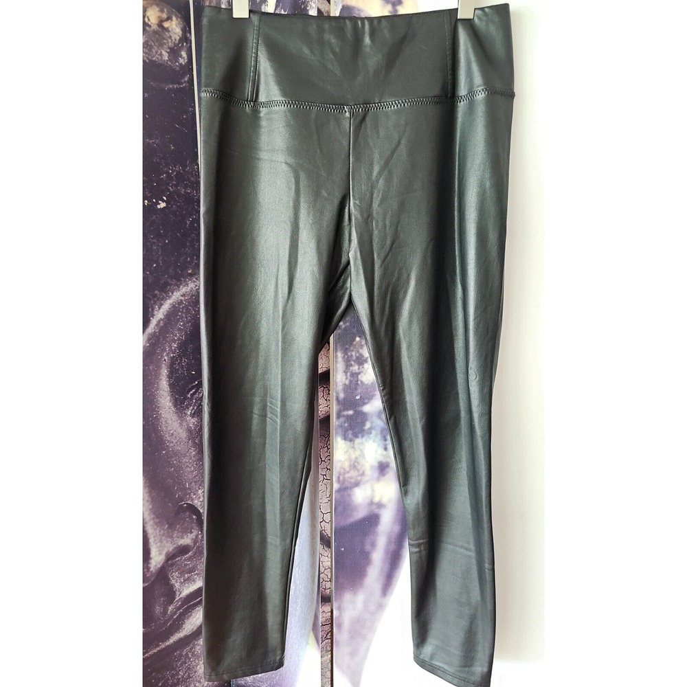 7 For All‎ Mankind Faux Leather Black Stretch Skinny Leggings Size L JT01